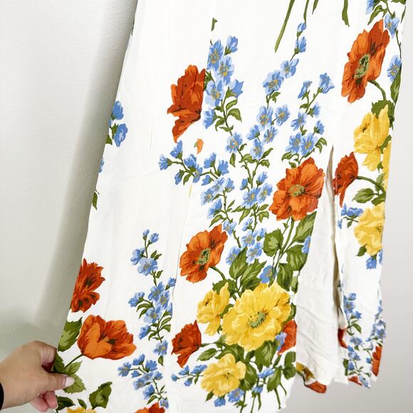 Reformation Juliette Dress Midi Tie Straps Side Slit Smocked Back Formosa Size 2 - Picture 7 of 12